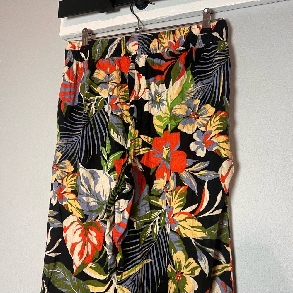 C&C California Tropical Print Wide Leg Pants Womens Size Small Linen Blend - Picture 7 of 11